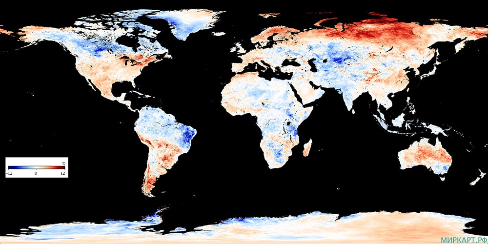 карта мира аномалии температуры поверхности земли